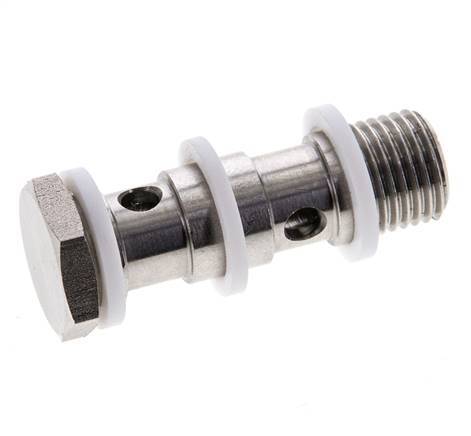 Boulon banjo 2 voies en acier inoxydable avec filetage mâle G1/4'' PTFE L42mm