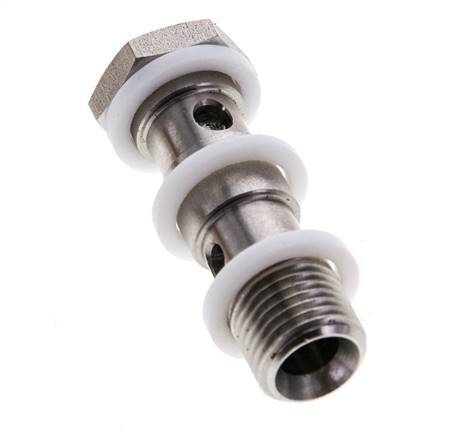 Boulon banjo 2 voies en acier inoxydable avec filetage mâle G1/4'' PTFE L42mm