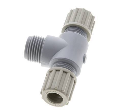 12x10mm & G1/2'' PA T-Shape Tee Compression Fitting with Male Threads 10 bar