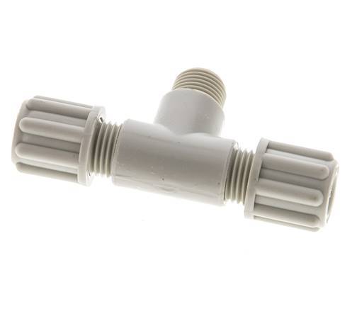 6x4mm & G1/8'' PP T-Shape Tee Compression Fitting with Male Threads 10 bar