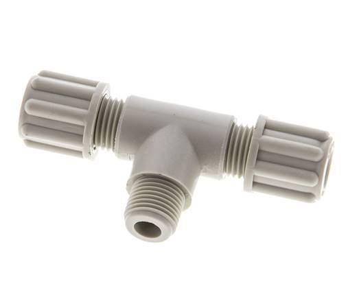 6x4mm & G1/8'' PP T-Shape Tee Compression Fitting with Male Threads 10 bar