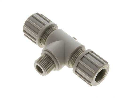 14x12mm & G3/8'' PP T-Shape Tee Compression Fitting with Male Threads 10 bar