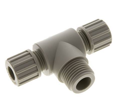 10x8mm & G1/2'' PP T-Shape Tee Compression Fitting with Male Threads 10 bar