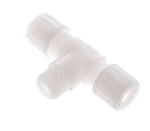 10x8mm & G3/8'' PVDF T-Shape Tee Compression Fitting with Male Threads 10 bar