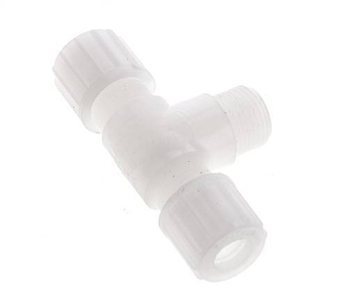 10x8mm & G3/8'' PVDF T-Shape Tee Compression Fitting with Male Threads 10 bar