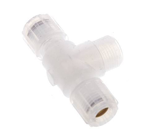 8x6mm & G3/8'' PFA T-Shape Tee Cutting Fitting with Male Threads 10 bar