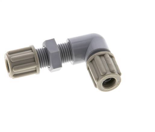 Raccord de compression coude PA 6x4mm Bulkhead 10 bar [2 Pièces].