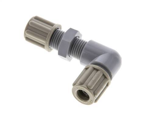 Raccord de compression coude PA 6x4mm Bulkhead 10 bar [2 Pièces].