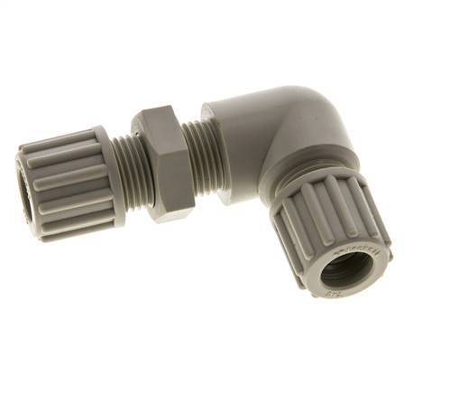 12x10mm PP Coude Compression Raccord Bulkhead 10 bar