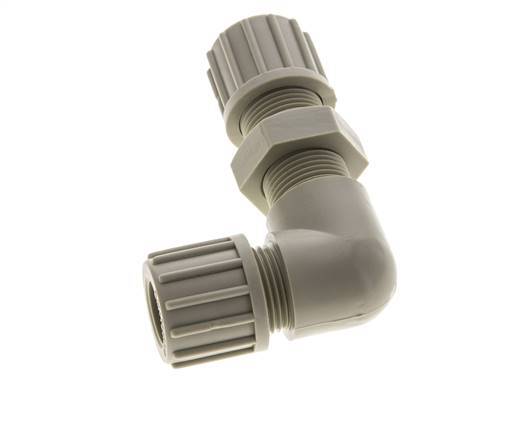 14x12mm PP Coude Compression Fitting Bulkhead 10 bar