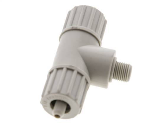 10x4mm & G1/8'' PP T-Shape Tee Compression Fitting with Male Threads 10 bar PVC and PA