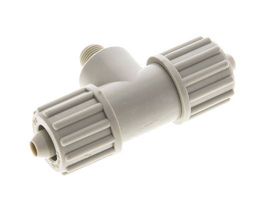 12x6mm & G1/8'' PP T-Shape Tee Compression Fitting with Male Threads 10 bar PVC and PA