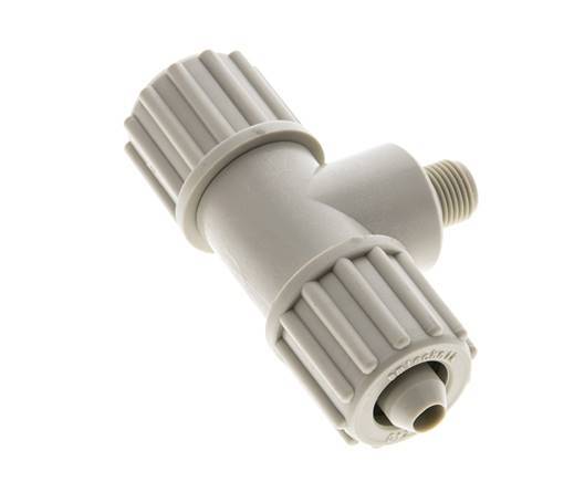 12x6mm & G1/8'' PP T-Shape Tee Compression Fitting with Male Threads 10 bar PVC and PA