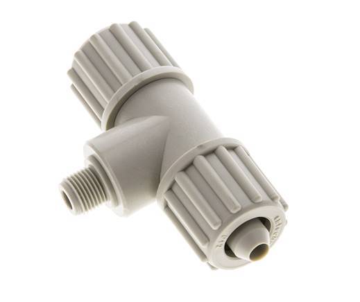 12x6mm & G1/8'' PP T-Shape Tee Compression Fitting with Male Threads 10 bar PVC and PA