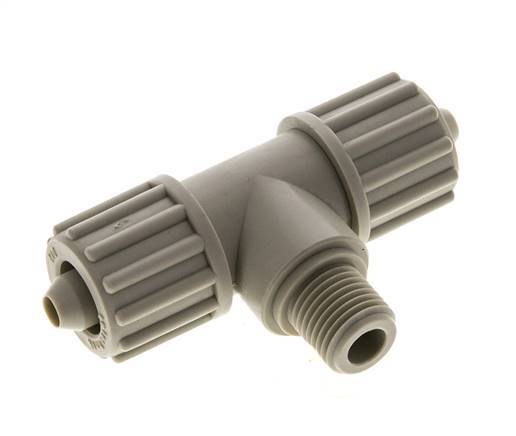 12x6mm & G1/4'' PP T-Shape Tee Compression Fitting with Male Threads 10 bar PVC and PA