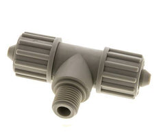 12x6mm & G1/4'' PP T-Shape Tee Compression Fitting with Male Threads 10 bar PVC and PA