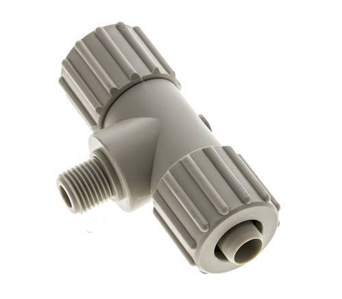 15x9mm & G1/4'' PP T-Shape Tee Compression Fitting with Male Threads 10 bar PVC and PA