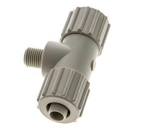 15x9mm & G1/4'' PP T-Shape Tee Compression Fitting with Male Threads 10 bar PVC and PA