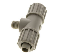 16x10mm & G1/4'' PP T-Shape Tee Compression Fitting with Male Threads 10 bar PVC and PA