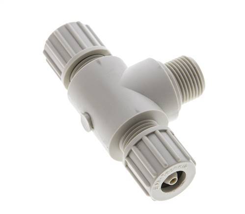 10x4mm & G3/8'' PP T-Shape Tee Compression Fitting with Male Threads 10 bar PVC and PA