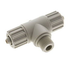 12x6mm & G3/8'' PP T-Shape Tee Compression Fitting with Male Threads 10 bar PVC and PA