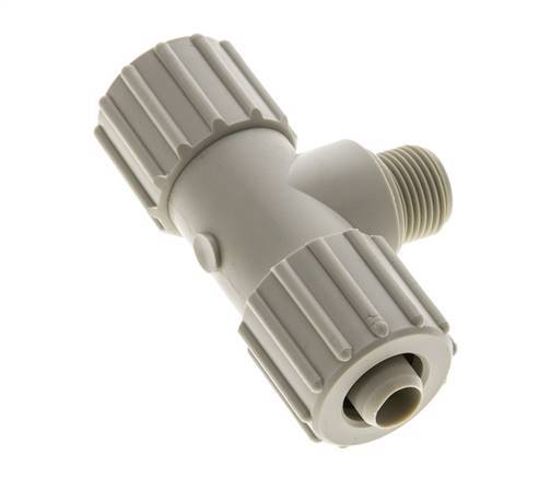 15x9mm & G3/8'' PP T-Shape Tee Compression Fitting with Male Threads 10 bar PVC and PA