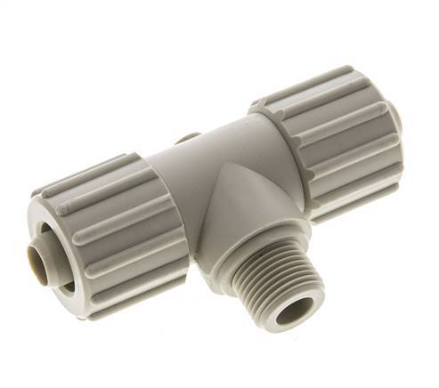 15x9mm & G3/8'' PP T-Shape Tee Compression Fitting with Male Threads 10 bar PVC and PA