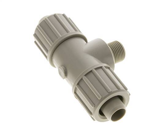 20x13mm & G3/8'' PP T-Shape Tee Compression Fitting with Male Threads 10 bar PVC and PA
