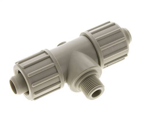 20x13mm & G3/8'' PP T-Shape Tee Compression Fitting with Male Threads 10 bar PVC and PA