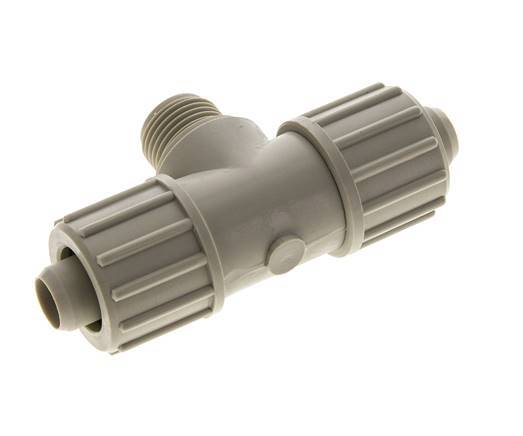 20x13mm & G1/2'' PP T-Shape Tee Compression Fitting with Male Threads 10 bar PVC and PA