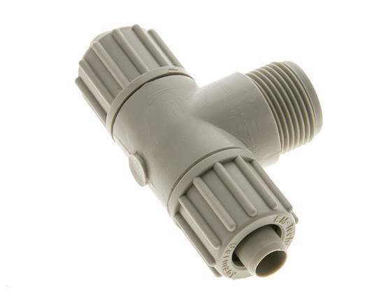 16x10mm & G3/4'' PP T-Shape Tee Compression Fitting with Male Threads 10 bar PVC and PA