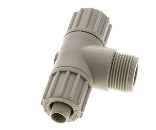 16x10mm & G3/4'' PP T-Shape Tee Compression Fitting with Male Threads 10 bar PVC and PA