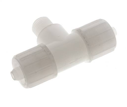 12x6mm & G1/4'' PVDF T-Shape Compression Fitting with Male Threads 10 bar PVC and PA