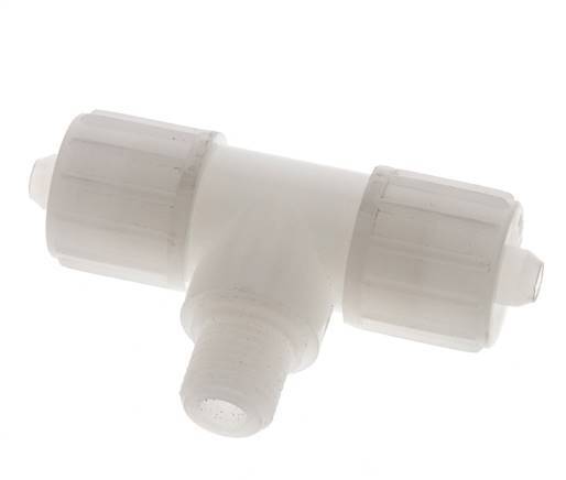 12x6mm & G1/4'' PVDF T-Shape Compression Fitting with Male Threads 10 bar PVC and PA