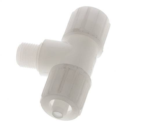 12x6mm & G1/4'' PVDF T-Shape Compression Fitting with Male Threads 10 bar PVC and PA