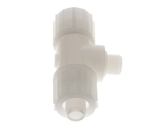 20x13mm & G3/8'' PVDF T-Shape Compression Fitting with Male Threads 10 bar PVC and PA