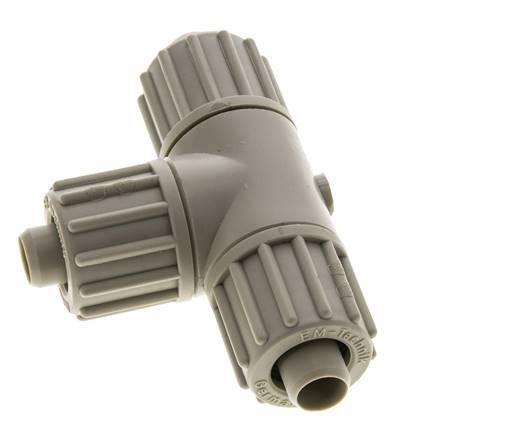 16x10mm PP T-Shape Tee Compression Fitting 10 bar PVC and PA