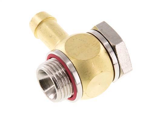 Coude de tuyau en laiton de 9 mm (3/8'') et G3/8'' avec filets mâles rotatifs en elastomère