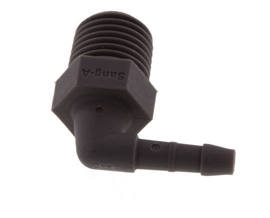 Embout coude PA 6 de 4 mm & R1/4'' avec filetage mâle [10 pièces].