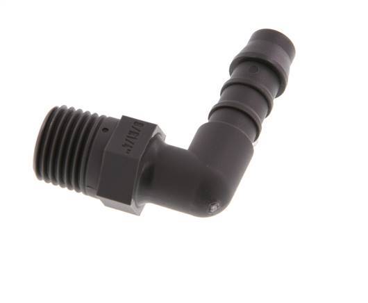 Embout de tuyau flexible coude PA 6 de 8 mm (5/16'') et R1/4'' avec filetage mâle [10 pièces].