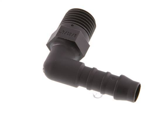 Embout de tuyau flexible coude PA 6 de 8 mm (5/16'') et R1/4'' avec filetage mâle [10 pièces].