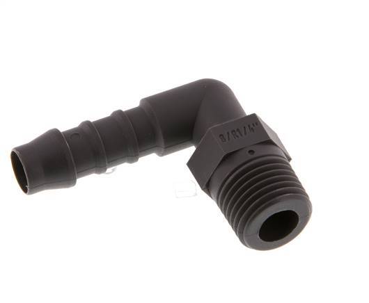 Embout de tuyau flexible coude PA 6 de 8 mm (5/16'') et R1/4'' avec filetage mâle [10 pièces].