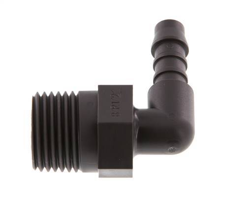 Embout de tuyau flexible coude PA 6 de 8 mm (5/16'') et R1/2'' avec filetage mâle [5 pièces].