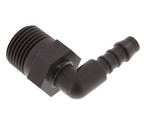 Embout de tuyau flexible coude PA 6 de 8 mm (5/16'') et R1/2'' avec filetage mâle [5 pièces].