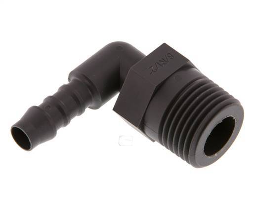 Embout de tuyau flexible coude PA 6 de 8 mm (5/16'') et R1/2'' avec filetage mâle [5 pièces].