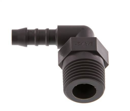 Embout de tuyau flexible coude PA 6 de 8 mm (5/16'') et R1/2'' avec filetage mâle [5 pièces].