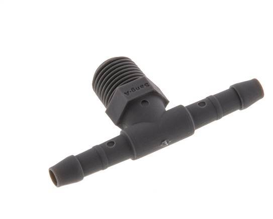 4 mm & R1/8'' PA 6 Tee Hose Barb with Male Threads [10 Pieces]