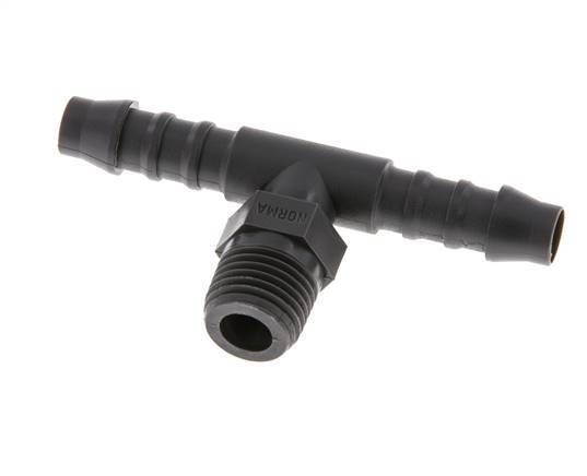 Embout de tuyau flexible 8 mm (5/16'') et R1/4'' PA 6 Tee avec filetage mâle [10 pièces].