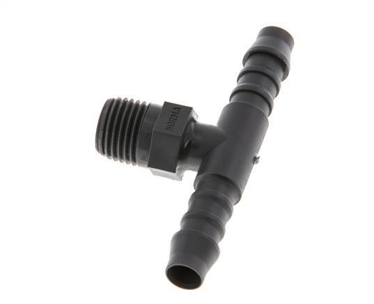 Embout de tuyau flexible 8 mm (5/16'') et R1/4'' PA 6 Tee avec filetage mâle [10 pièces].