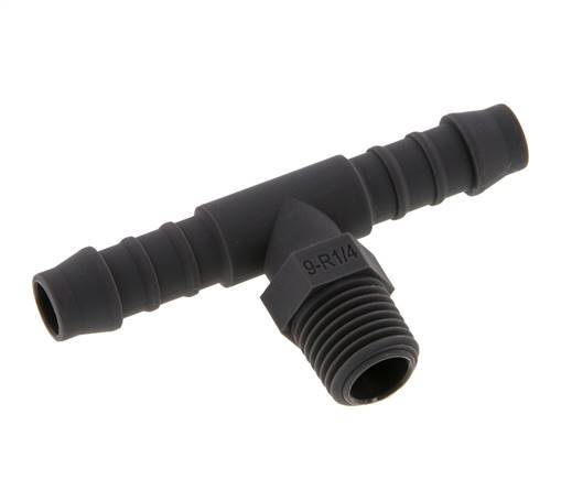 Embout pour tuyau flexible 9 mm (3/8'') et R1/4'' PA 6 Tee avec filetage mâle [10 pièces].